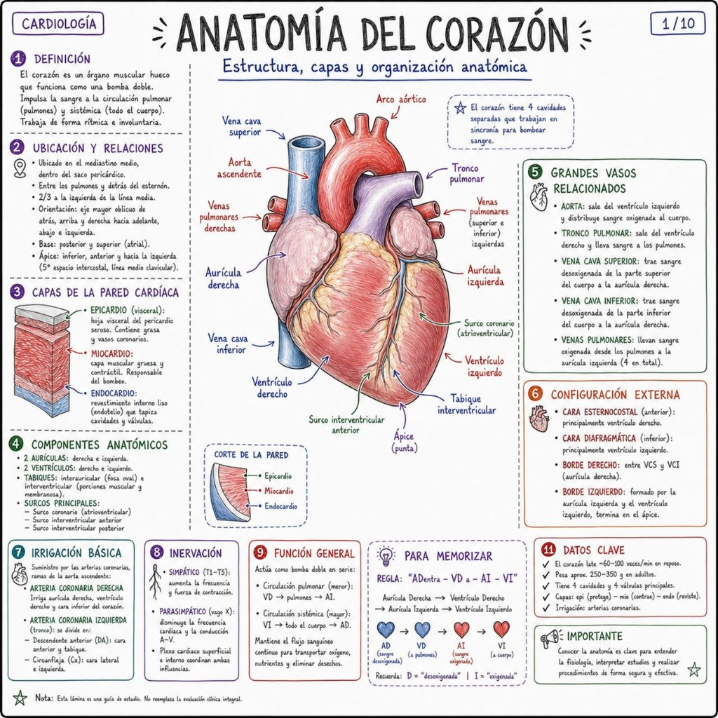 Anatomía del Corazón: Estructura, capas y organización anatómica (1/10)
