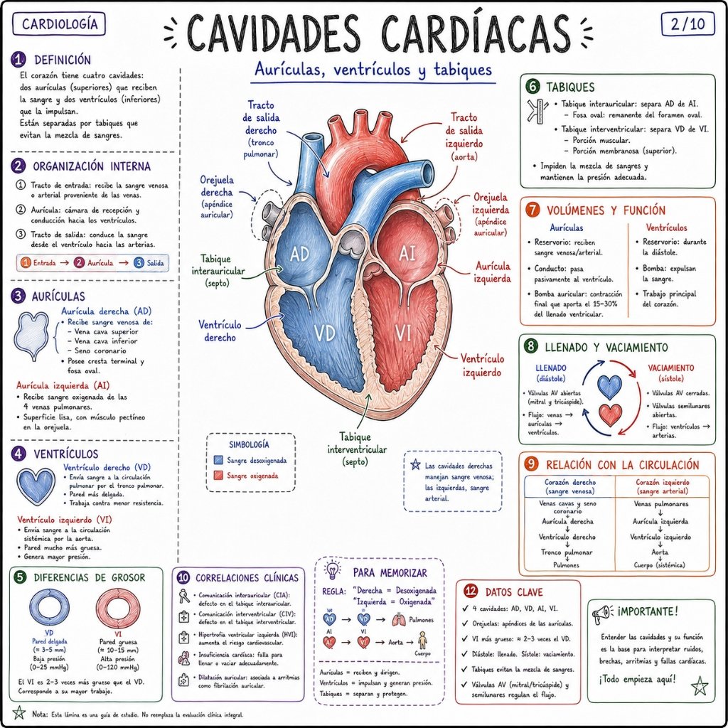 Cavidades Cardíacas: Aurículas, ventrículos y tabiques (2/10)