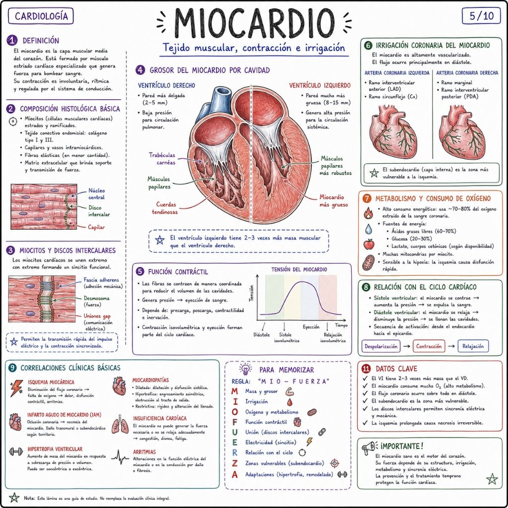 Miocardio: Tejido muscular, contracción e irrigación (5/10)