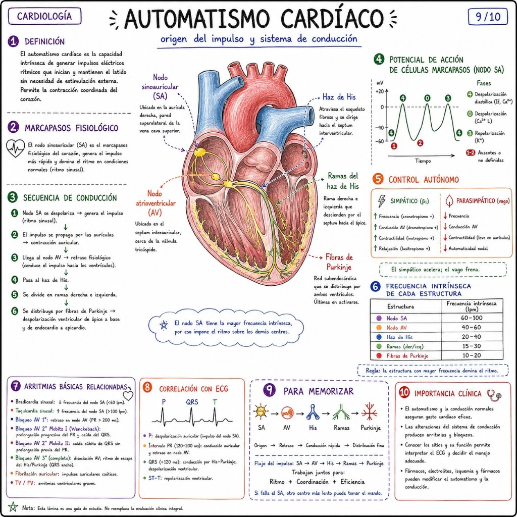 Automatismo Cardíaco: Origen del impulso y sistema de conducción (9/10)